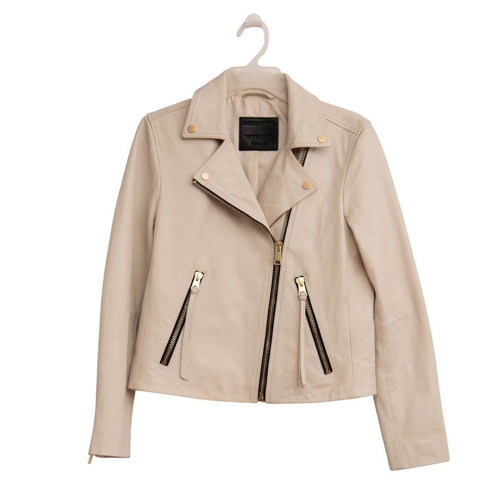 AllSaints Dalby Lamb Leather Jacket Moto Biker Punk Rocker Edgy Luxury Chic Soft